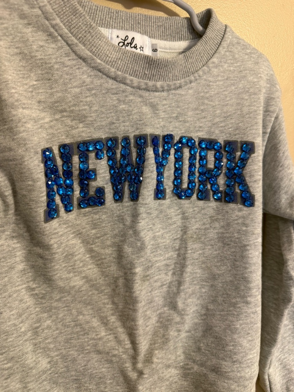 Lola + The Boys Gray 'New York' Sweatshirt with Blue Sequin Lettering - Picture 2 of 4